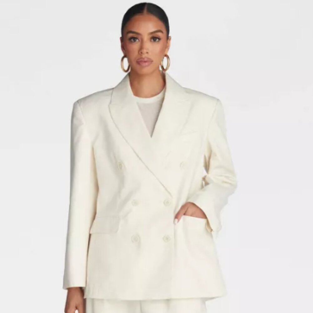 KBB The David Blazer Cream Size L Structured Minimalist NWT